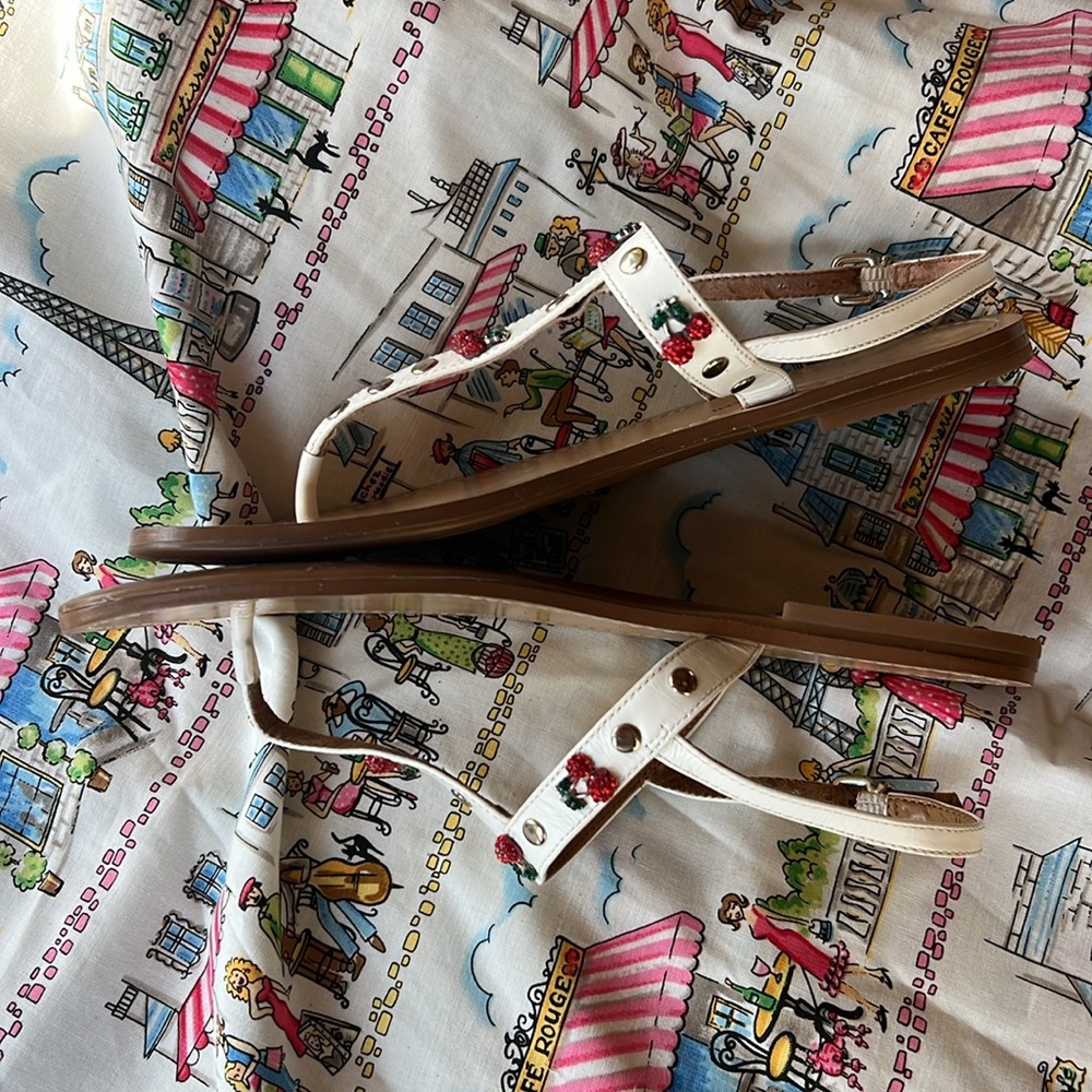 Antonio Melani summer t strap sandals with tiny rhinestone cherries - Picture 12 of 12